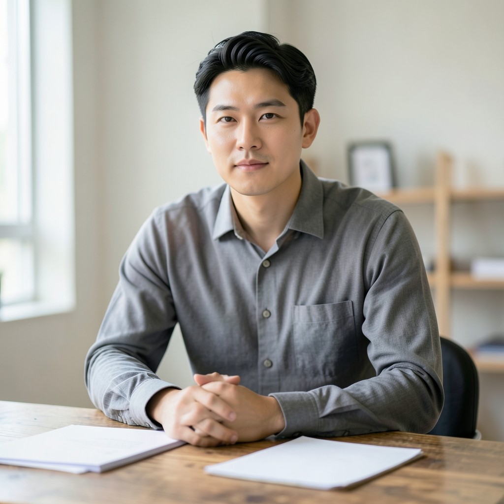 종이 모형 옆에서 설명하는 박도윤 강사의 초상